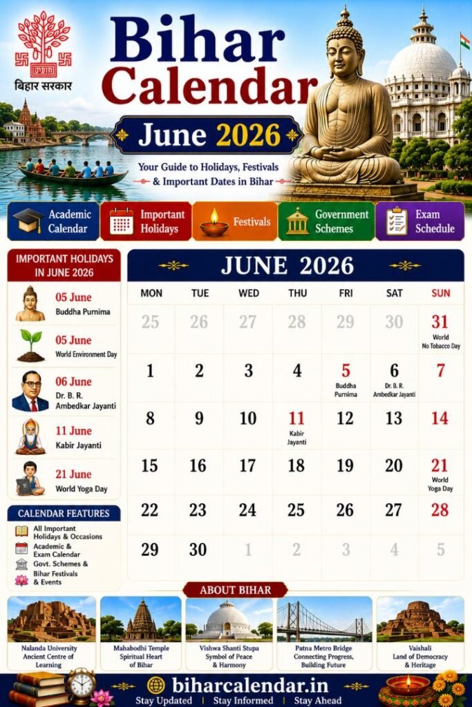 Bihar Calendar June 2026