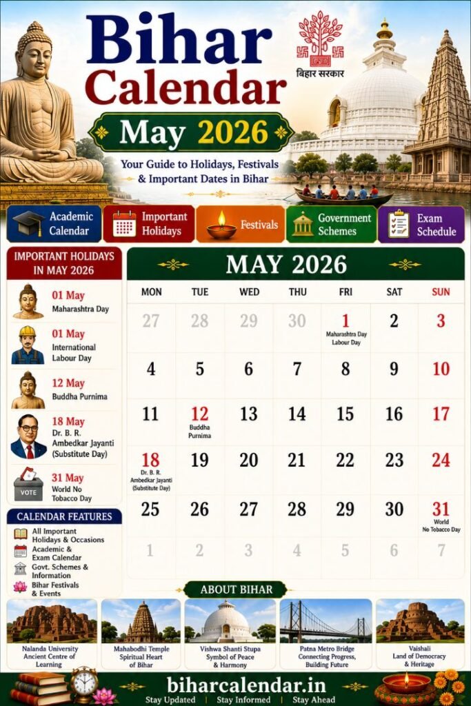 Bihar Calendar May 2026